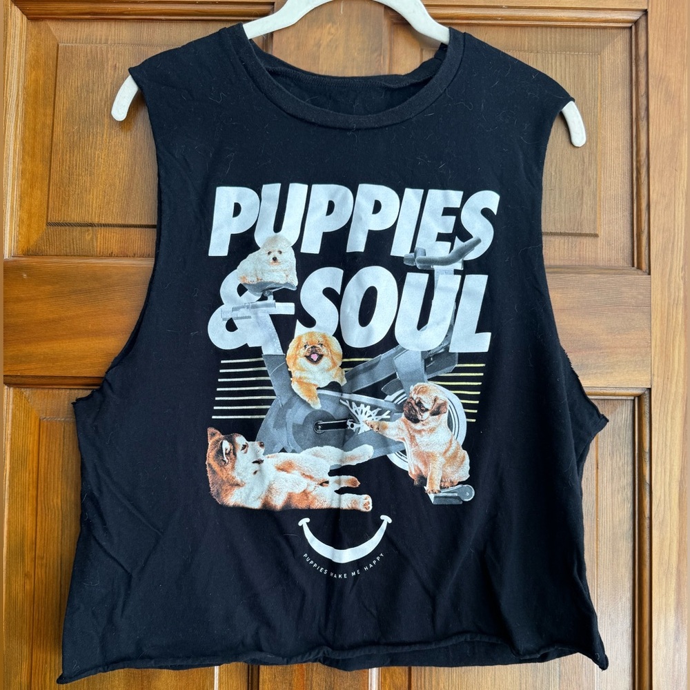 Black Sleeveless Graphic Tee - Puppies & Soul